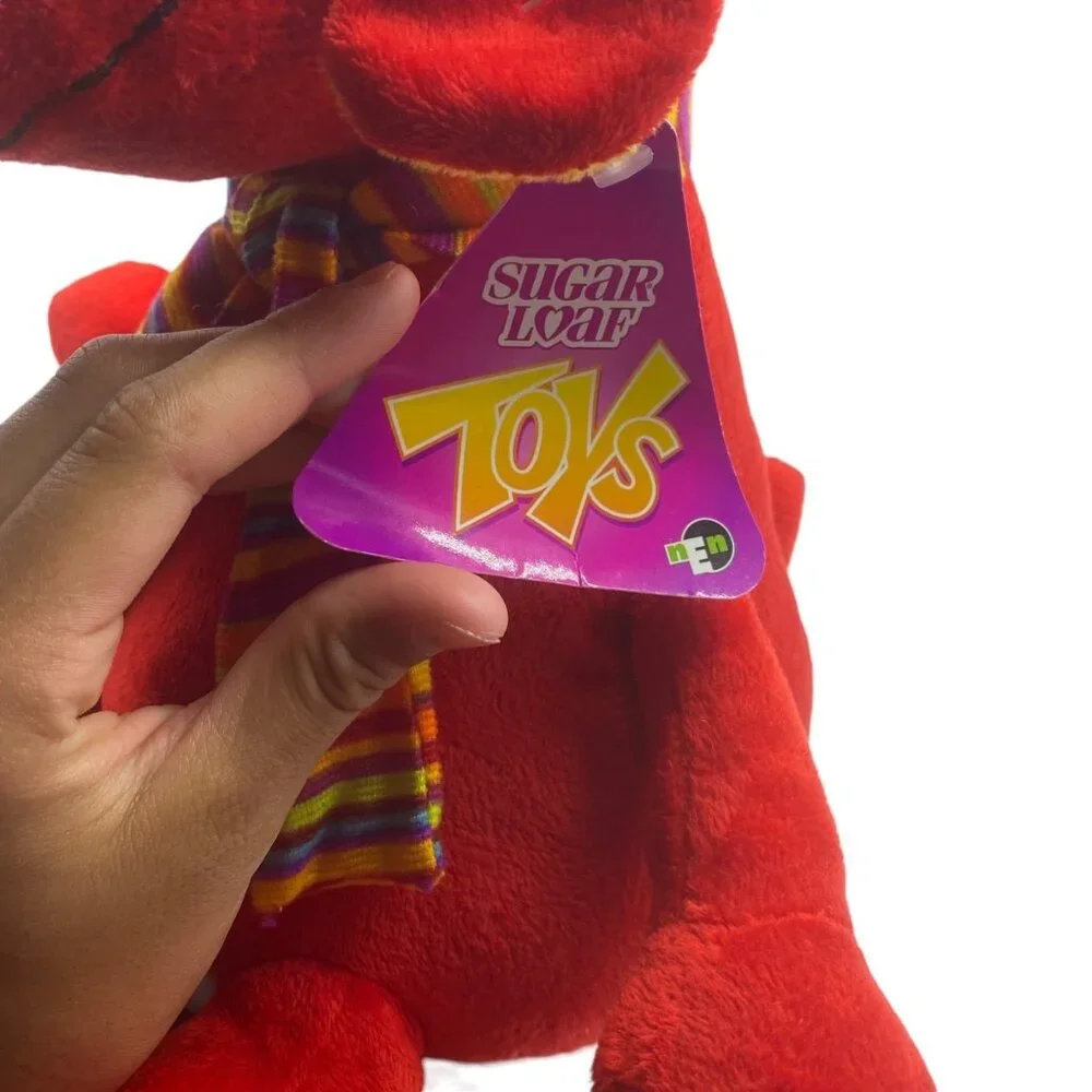 Sugar Loaf Toys Red Dog Plush With Striped‎ Scarf NEW NWT National Entertainment